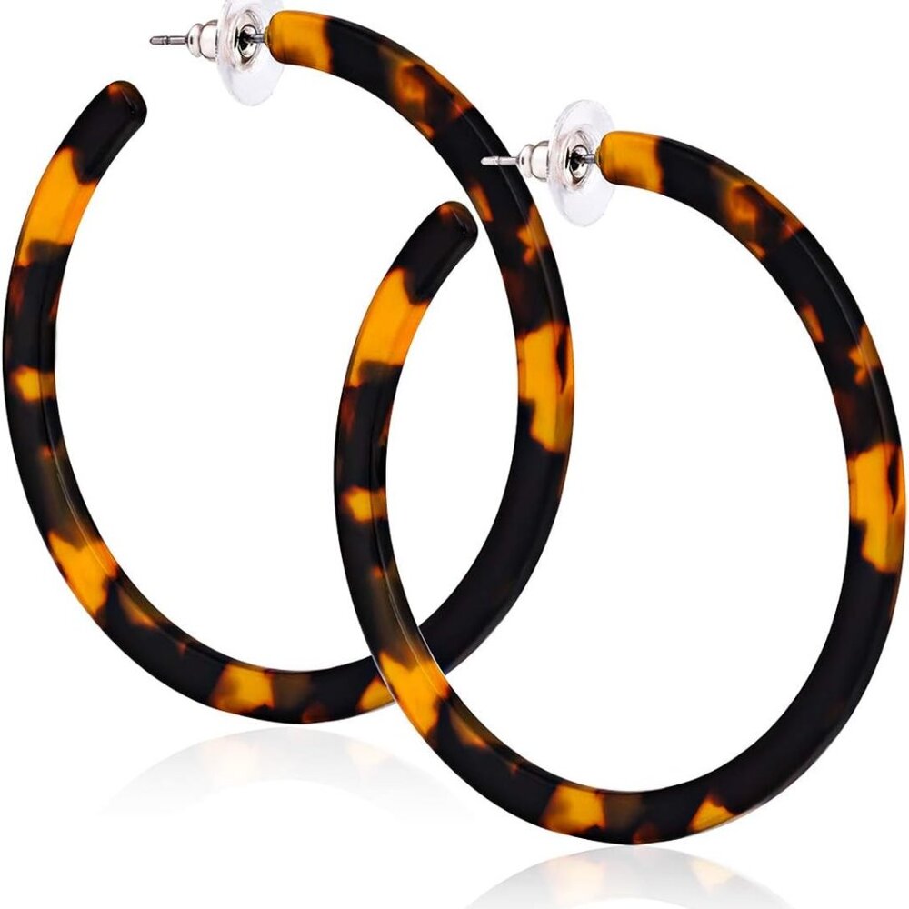 Acrylic Hoop Earrings Tortoiseshell Acrylic Earrings Geometric Resin Earring Stu
